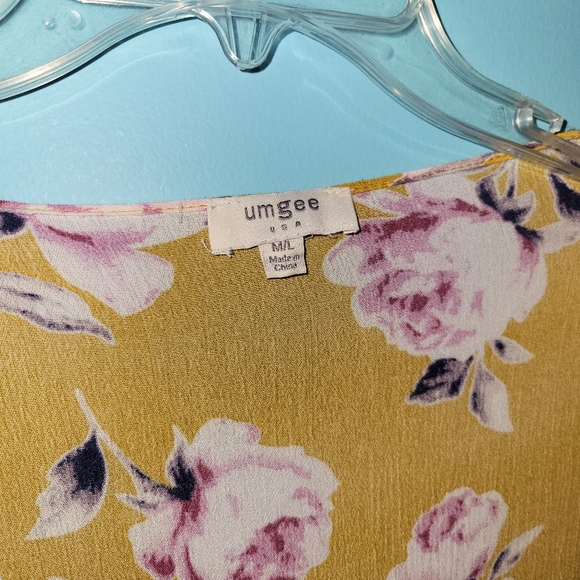 Umgee Gold Floral Open Kimono Cardigan  sz. Large - Picture 3 of 5